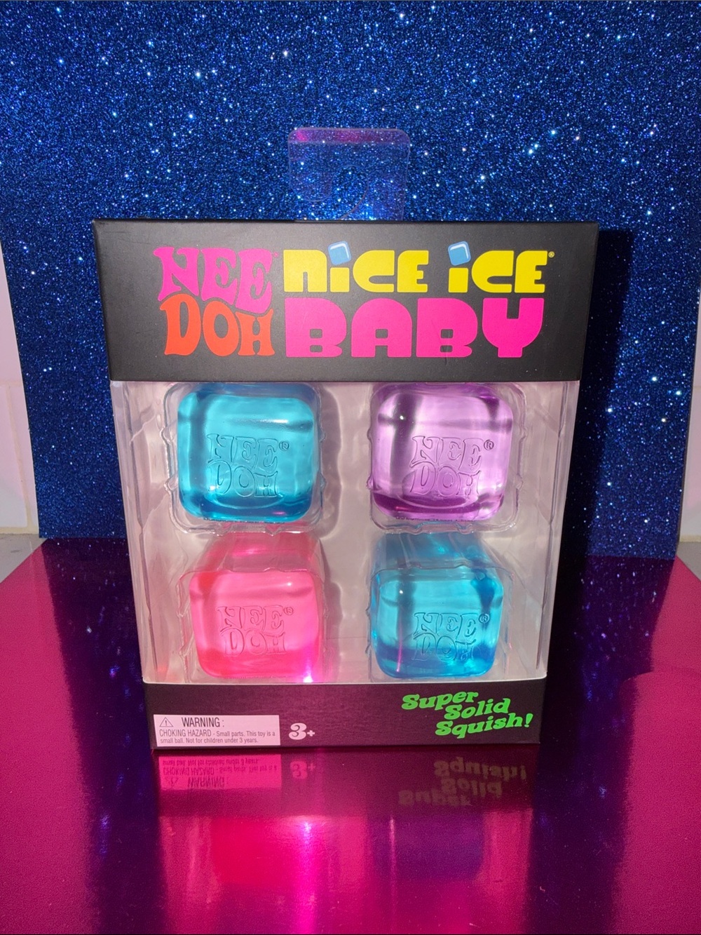 Nice Ice Baby 4-Pack Squishy Cubes - Pink, Blue, Purple